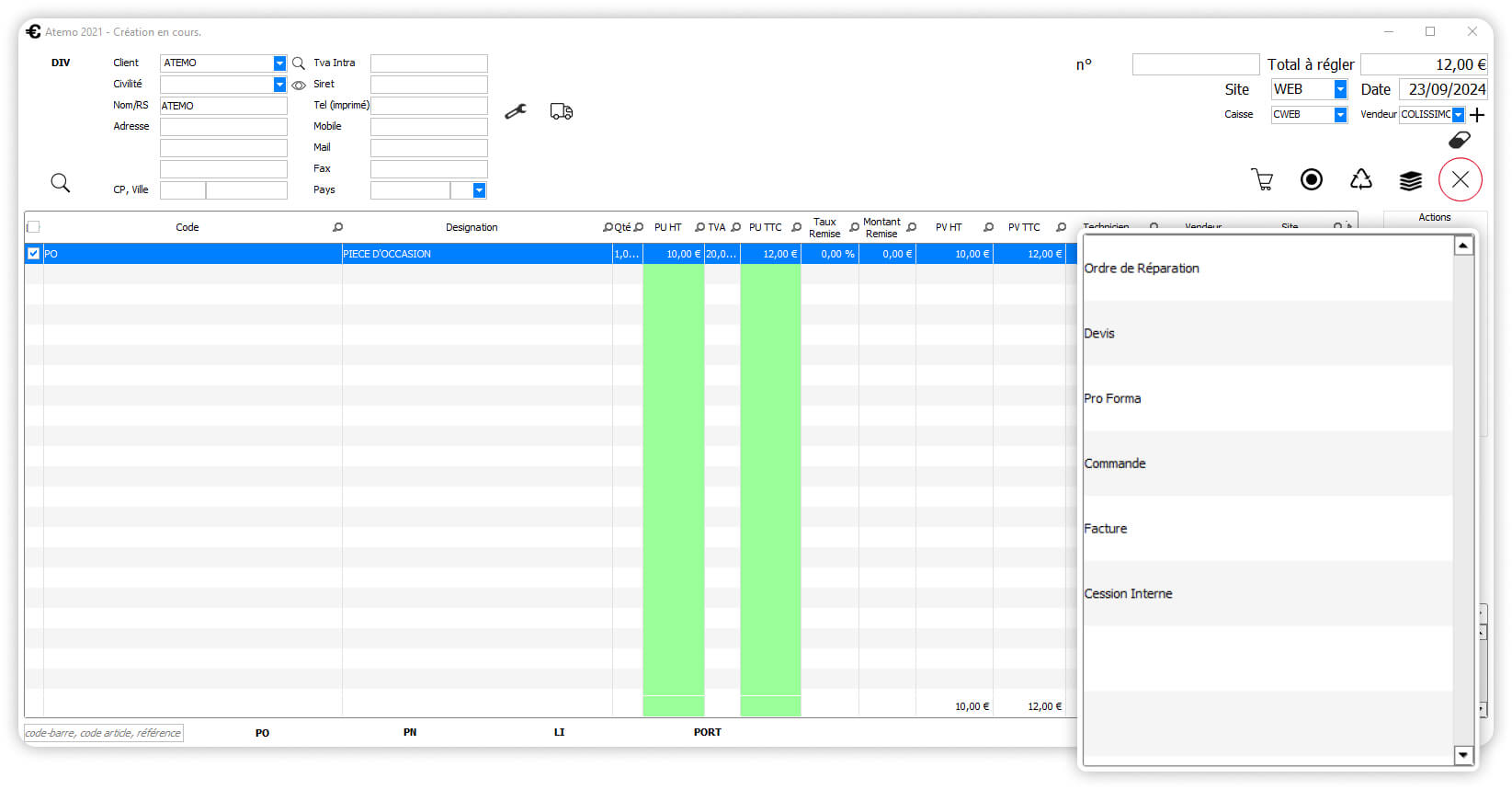 Logiciel de facturation pour Centre VHU